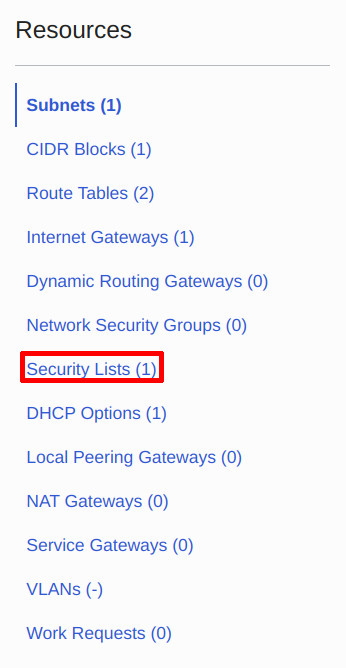 Navigate to Security List
