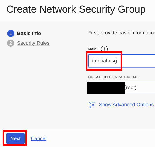 Name the Network Security Group