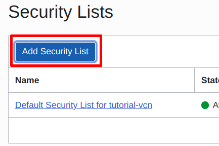 Click on Add Security List